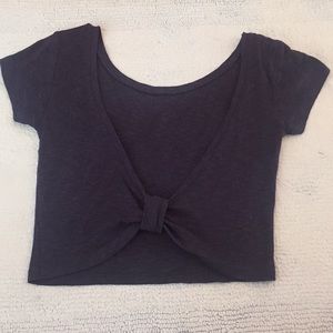 Navy bow in back crop top